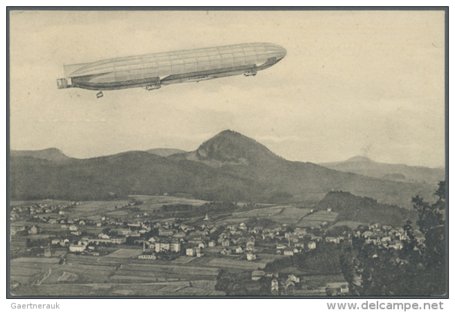 1913, Serie Von 8 Verschiedenen Ansichtskarten/ Ganzsachen Mit Motiv Des Zeppelin-Luftschiffes LZ 17 Sachsen In... - Autres & Non Classés