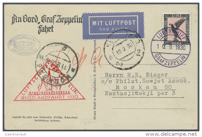 1912/1939, Sammlung Von 39 Briefen Und Karten, Meist Mit Zeppelin Bef&ouml;rdert Ab Einmal Flugpost Rhein/Main,... - Autres & Non Classés