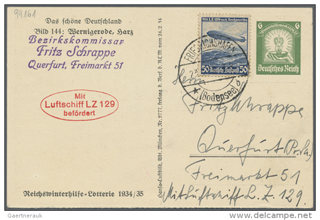 1936, Graf Zeppelin Probefahrt: GA-Bildpostkarte 6 Pf. + 50 Pf Luftpost Gest. "FRIEDRICHSHAFEN 23.3.36" Und Rotem... - Autres & Non Classés