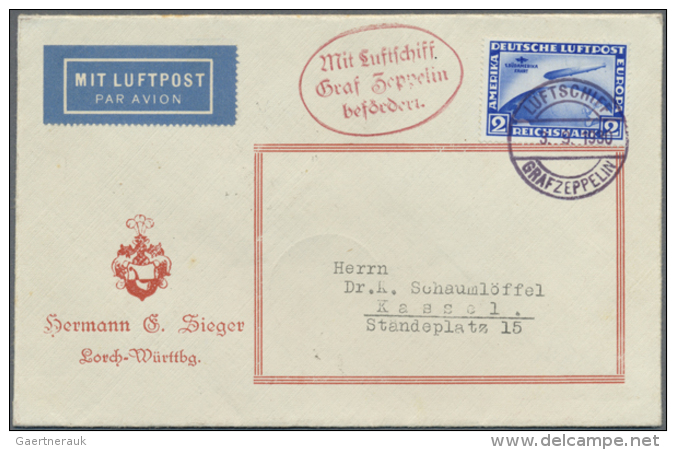 1930/39, Lot Von 6 Zeppelinbelegen Meist Kassel-Fahrten Dabei Besserer 3.9.30 In Type II, Sieg.-Nr. 82 Ab, 82, 3x... - Autres & Non Classés