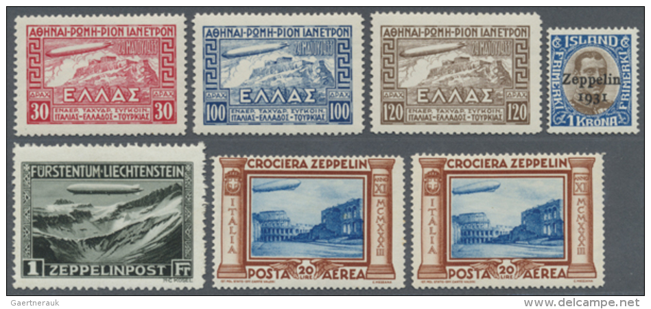 1930/1933, Mainly Mint Assortment Of 39 Zeppelin Stamps, Comprising Soviet Union, Iceland, Two Sets Italy, Greece... - Autres & Non Classés
