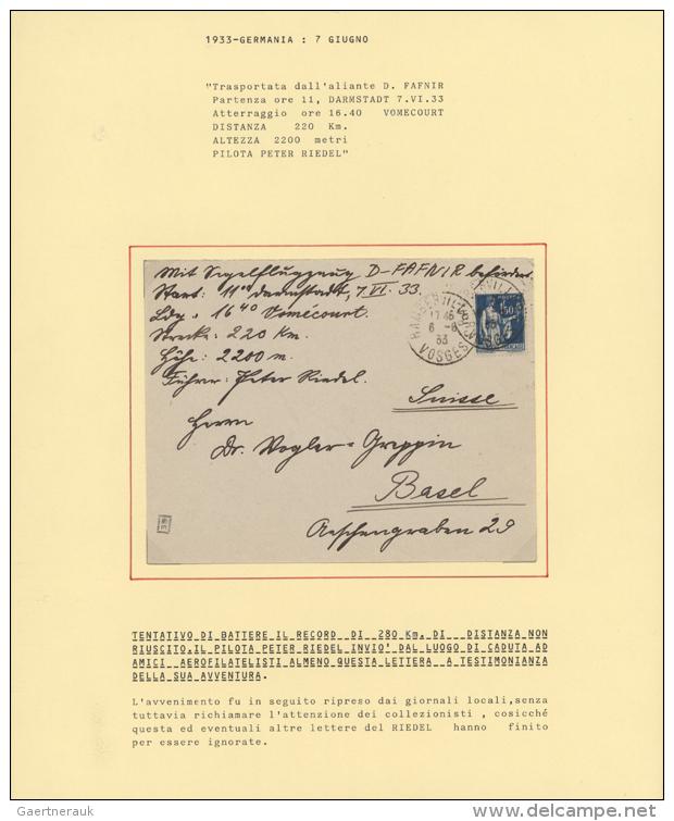 1923/1992, SEGELFLUGPOST, Hochwertige Und Allumfassende Sammlung Von Insgesamt Ca. 620 Briefen Und Karten Sowie... - Autres & Non Classés