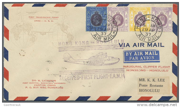1929/1948, Australien (Ceylon Bis Thailand), 38 Detailiert Beschriebene Flugpostbelege, Dazu 11 Neuere Bis 1966,... - Autres & Non Classés