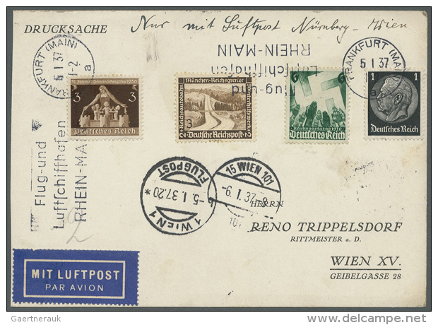 1919/1937, Partie Von 41 Luftpostbelegen, Dabei MbL-Stempel, Erstfl&uuml;ge, Ganzsachen Usw., Vorgesehener... - Autres & Non Classés