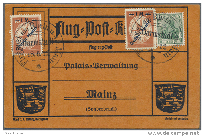 1912/1938, Interessante Partie Mit 8 Belegen, Dabei Schwerpunkt Luftpost Rhein-Main Mit "Gelber Hund" Bzw. 3 X 30... - Autres & Non Classés