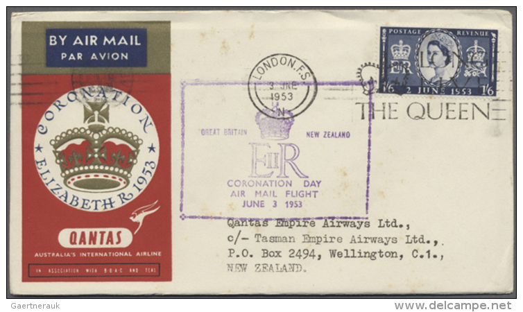 1953, QANTAS CORONATION DAY Flight Covers In A Complete Set Of 24 Incl. Different Destinations And Origins Incl.... - Autres & Non Classés