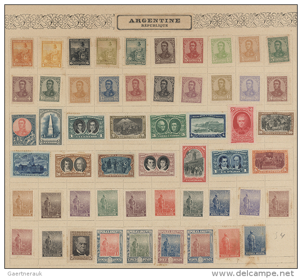 1890's/1910's: Old Collection Of About 500 Mint Stamps (few Used) On Album Leaves, With Good Parts Argentina,... - Autres - Amérique