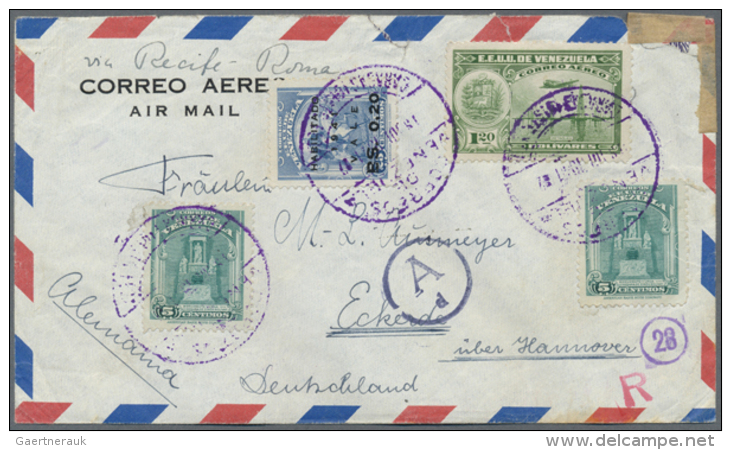 1895-1940, 37 Briefe / Karten, Meist S&uuml;damerika Dabei Einschreiben, Zensur, Flugpost, Teils Unterschiedlich... - Autres & Non Classés