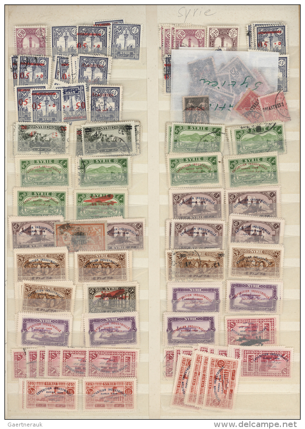 1890/1940 (ca.), Comprehensive Accumulation Of Several Hundred Stamps, Incl. British And French Colonies, Syria,... - Autres & Non Classés