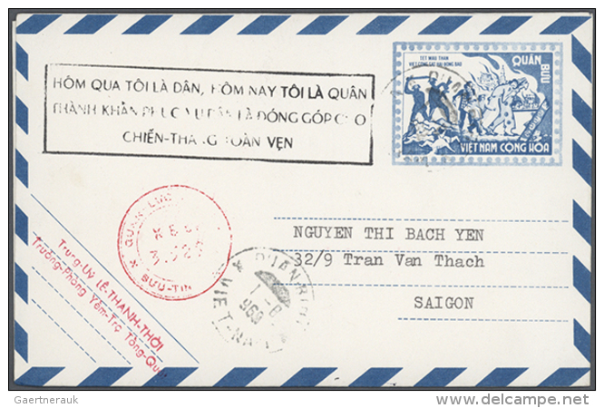 1955/1973, Ex-1 All Military Airletters (Quan Buu) In Blue Mint (15) Or Used (12 Used 1968/73, KBC = Field Post... - Viêt-Nam