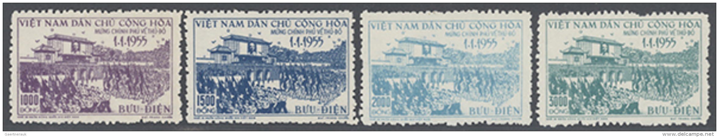 1956/59, Covers Used Inland  (4), FDC (1), 1955 Return Of Govt. Set  (3000 D. Shows Jump Of Horiz. Perf. Com) Resp.... - Viêt-Nam