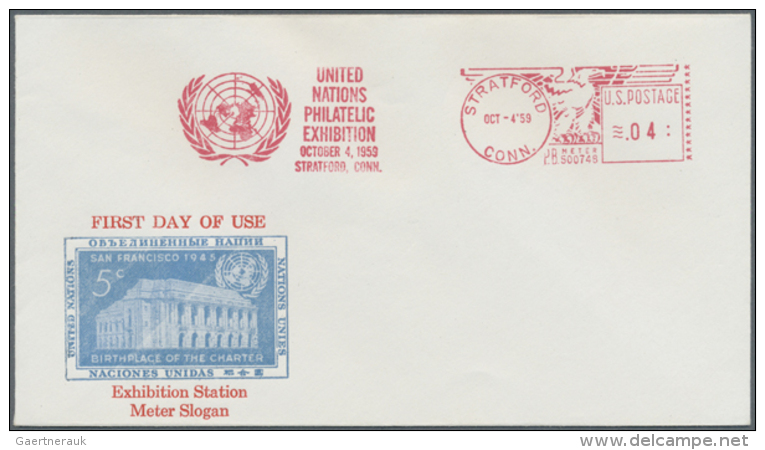 1959/1995, Comprehensive Collection Of More Than 2.500 Covers And Cards Mainly With Exhibition Imprints, Also Blue... - ONU