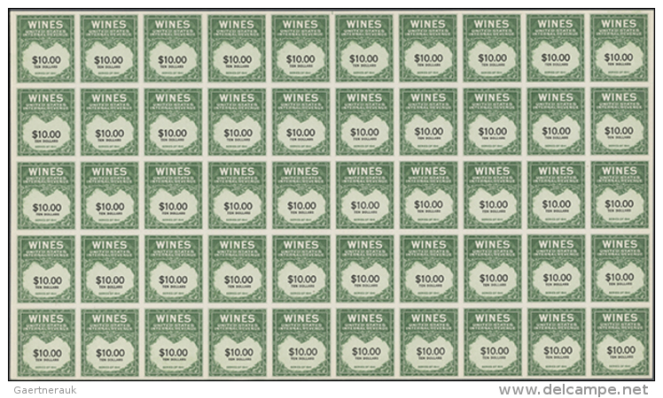 1942-54, WINES REVENUE Stamps In Sheets Including Scott RE108-113, 115-128, 130-131, 133, 135-141, 144-147,... - Autres & Non Classés