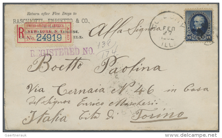 1890/1899, 6 Registered Letters To Italy All With US REGISTRY EXCHANGE Labels. One Of Them With Opening Faults... - Autres & Non Classés