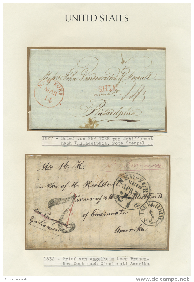 1802/1851, Lot Of 15 Stampless Letters, Thereof 14 Ship Mail (Transantlantic Resp. River Boats), Attractive Lot!... - Autres & Non Classés