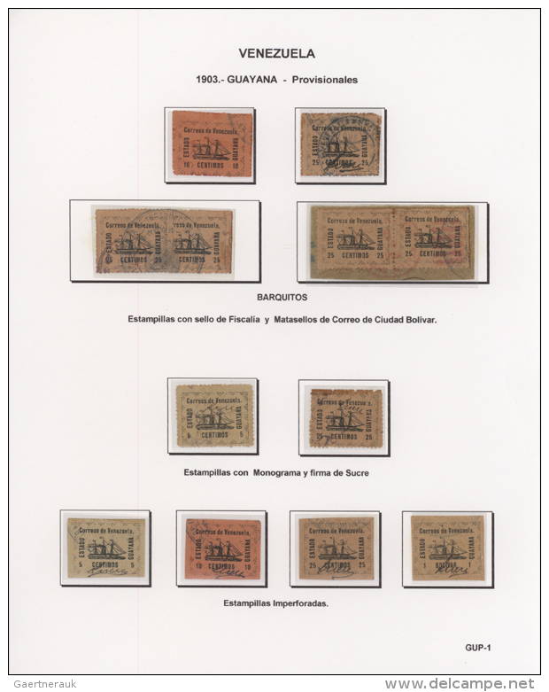 Guayana 1903: Scarce Collection Of "steamboat / Barquitos" Provisionals Mint With / Without Violet Control-cancels,... - Venezuela