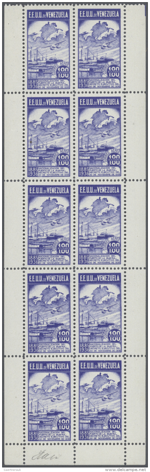 1937, Nationalisation Of La Guaria Harbour, Not Issued Set With Inscription "NACIONALIZACION" Instead Of... - Venezuela