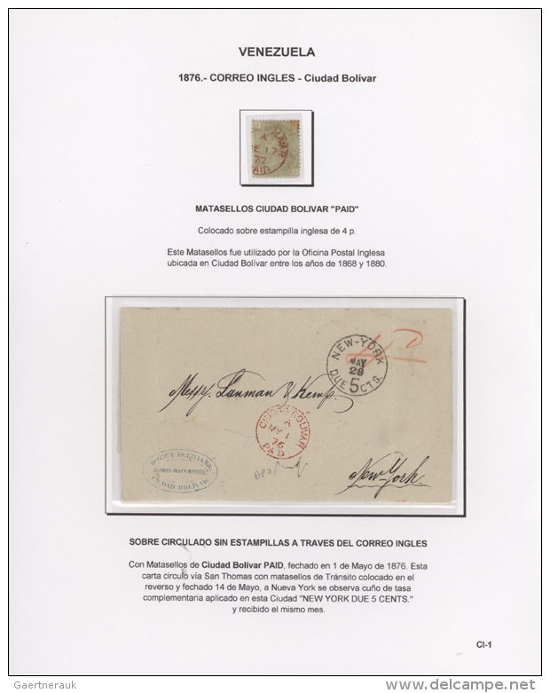 1846/80, English Post Offices: Two Stampless Letters From Porto Cabello 1846/50, One Letter With Red "CIUDAD... - Venezuela