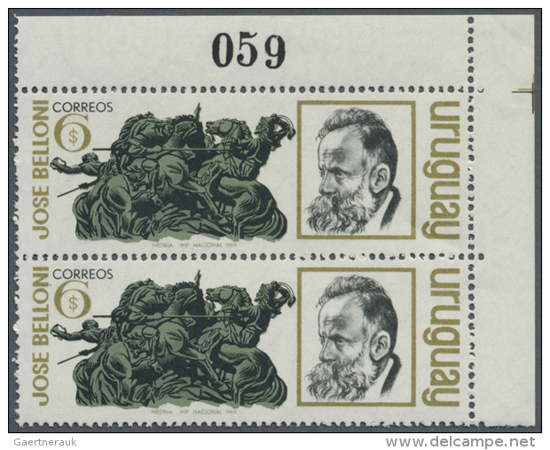 1969. Lot Of 2 Complete Sets Of 1 Value Each: COMBAT By Belloni And DON QUIXOTE By Torres (overprinted). Mint, NH,... - Uruguay