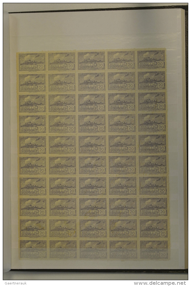 1939/44: Stockbook With MNH Sheetparts Of 50 Of Uruguay 1939-1944, Michel No. 591-603. Cat. Value 7500 Euros. Some... - Uruguay