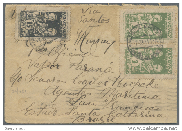 1910/1958, Group Of 8 Covers/cards, Comprising Registered And Censored Mail Etc., Nice Lot Of Postal History! (D) - Uruguay