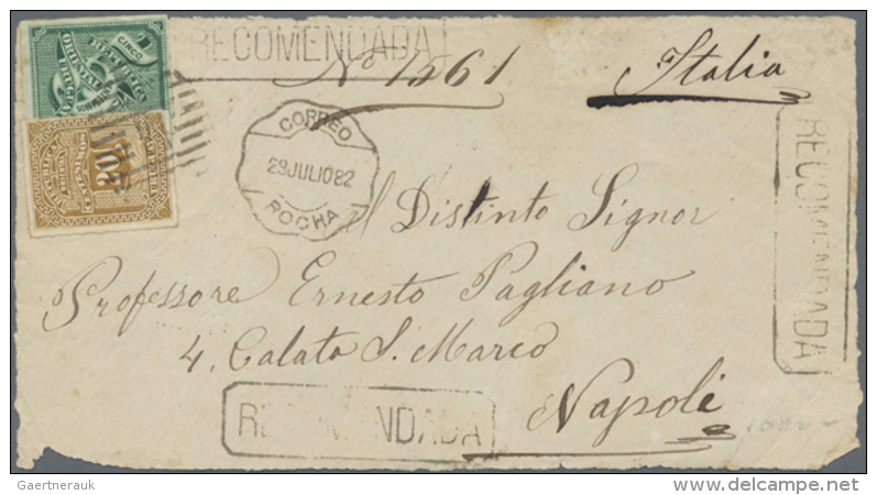 1882/1918, Registered Covers (6, 1882 Is Front Only, Two Are Stationery Envelopes Inc. Uprated) Mostly Used To... - Uruguay