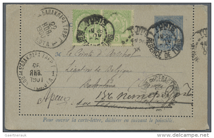 1855/1930 (ca.), Unusual Accumulation With 16 Covers And Used Postal Stationeries With Many Better Usages, Rates... - Tunisie (1956-...)