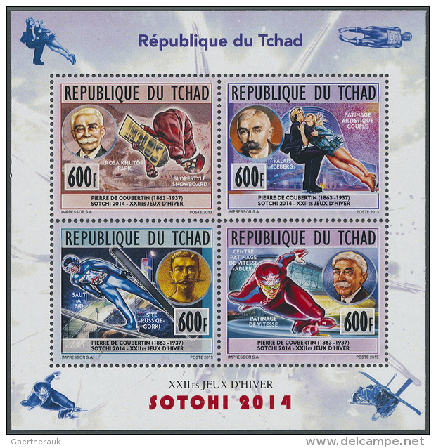 2013, Olympic Games Sochi 2014, All 6 Perforated Souvenir Sheets, Unmounted Mint. (D+) - Tchad (1960-...)