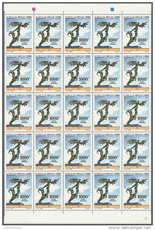 1985, Airmails "Peace And Human Rights", 230fr. To 1000fr., Complete Set Of Four, 500 Sets Within Large Units,... - Togo (1960-...)