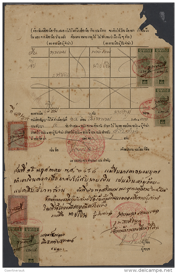 1900-1920 About, 17 Documents Franked With Fiscal Stamps. All With Faults, Must View. (D) - Thaïlande