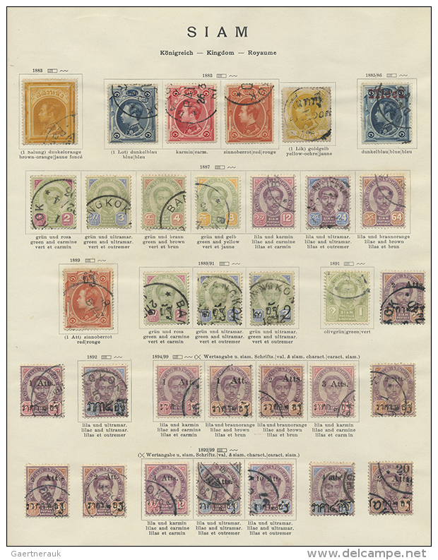 1883/1932, Used Resp. Few Mint No Gum, Substantial Collection On Old Schaubek Pages With All The Top Denominations... - Thaïlande