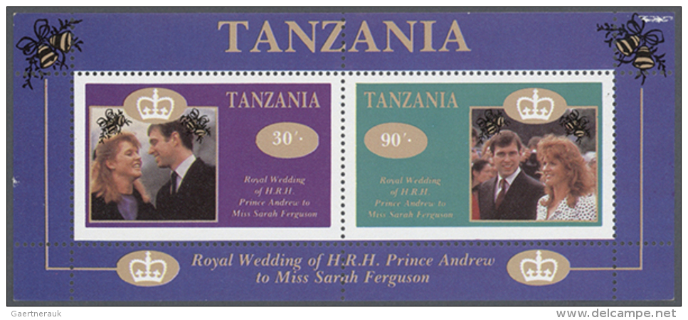 1986, Royal Wedding, 12 Sets Of Mini Sheets And 39 Copies Of Souvenir Sheet (30s./90s.), Unmounted Mint. Michel... - Tanzanie (1964-...)