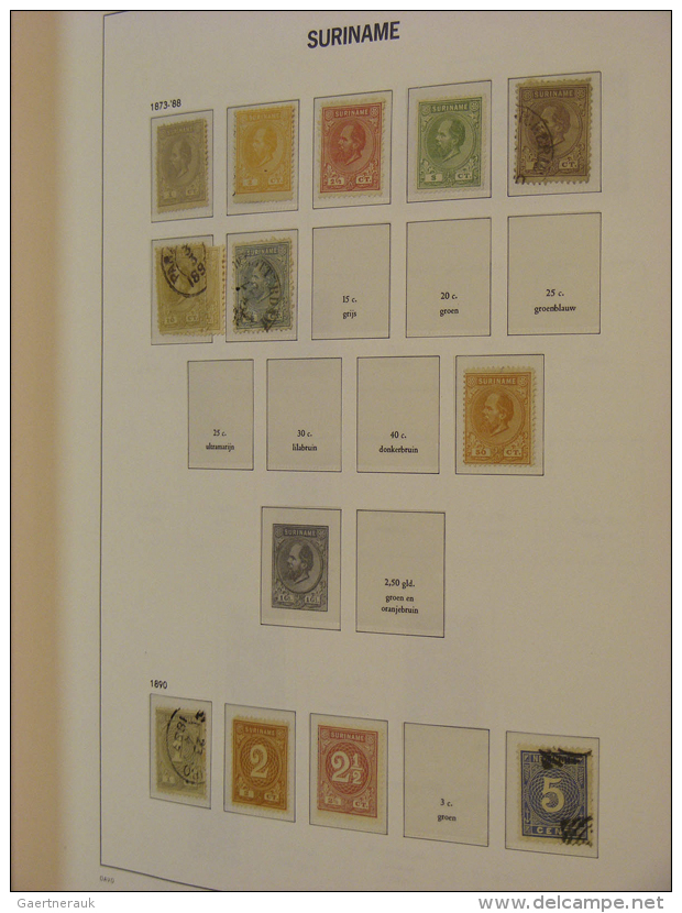 1873/1982: MNH, Mint Hinged And Used Collection Surinam 1873-1982 In 2 Davo Cristal Albums. Collection Is Nicely... - Surinam