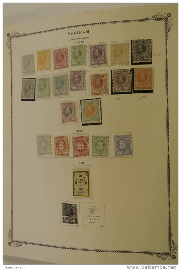 1873/1988: MNH And Mint Hinged Collection Surinam 1873-1988 On Scott Albumpages In Box. Collection Is Well Filled... - Surinam