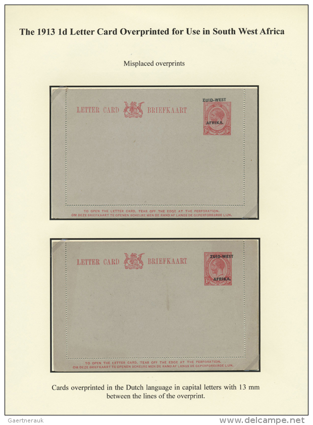 1925/1929 (ca.), Specialised Collection Of 19 Used/unused Copies Of The 1d. Lettercard, Arranged On Written Up... - Afrique Du Sud-Ouest (1923-1990)