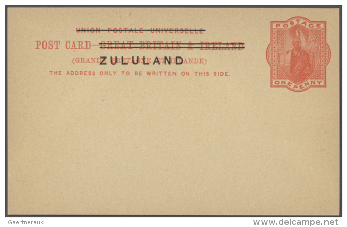 1893, Accumulation Of About 70 Stat. Postcards And Reply-cards Of The Four Different British Cards Optd. ZULULAND... - Autres - Afrique