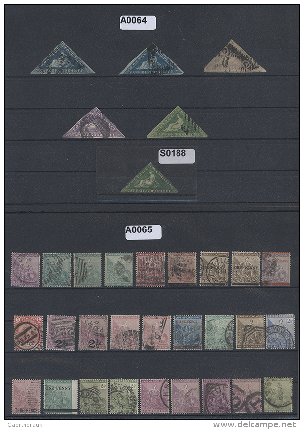 1855/1900 (ca.), Lot Of Apprx. 75 Stamps Incl. Four Trinagular Stamps (plus Two Forgeries), In Addition Two... - Autres & Non Classés