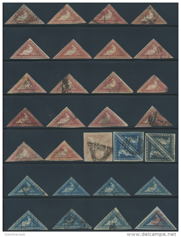 Ab 1853, Tolle Sammlung Von 72 Kap-Dreiecken Mit Vielen Unterschiedlichen Farben Und Papiersorten Ab 1 P Bis 1 Sh,... - Autres & Non Classés