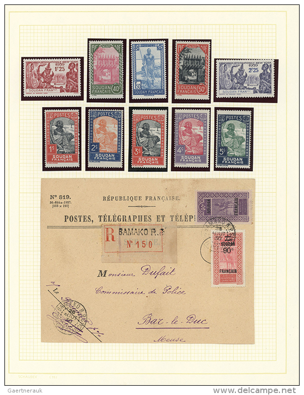 1897-1967, Small Collection On Album Leaves Including French P.O. With Registered PTT Cover From BAMAKO With Censor... - Soudan (1954-...)