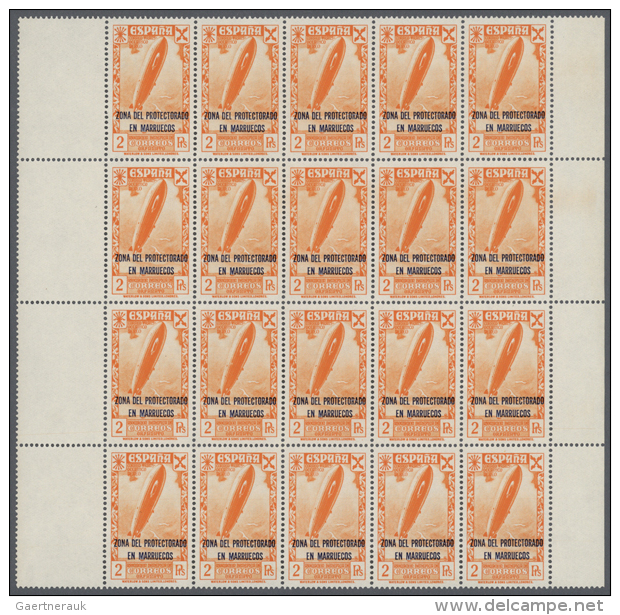 1943, Charity Issue "Historia Del Correo" With Overprint, 5c. To 2p., Lot Of 55 Complete U/m Sets Within (folded)... - Maroc Espagnol