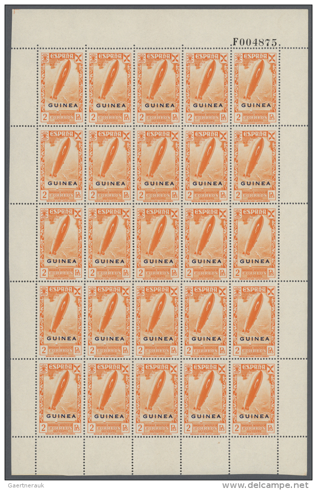 1943, Charity Issue "Historia Del Correo" With Overprint, 5c. To 2p., Lot Of 86 Complete U/m Sets Mainly... - Guinée Espagnole