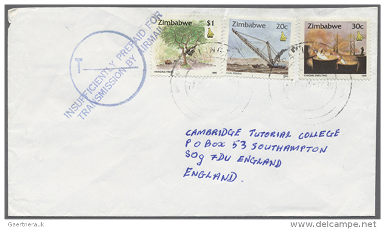 1995/1996, Accumulation Of Apprx. 440 Commercial Airmail Covers To The UK, Bearing Commemoratives With Many... - Zimbabwe (1980-...)