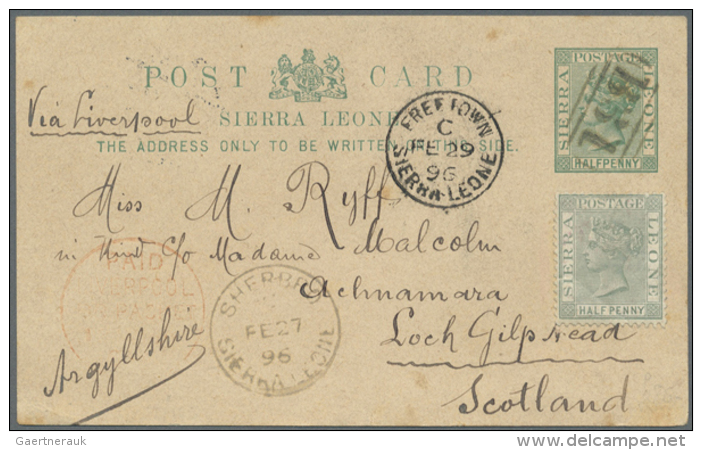 1896/1917, Lot Of Four Better Entires (single Lots), Incl. Two Uprated Stationeries, Censored Mail Etc. (D) - Sierra Leone (1961-...)