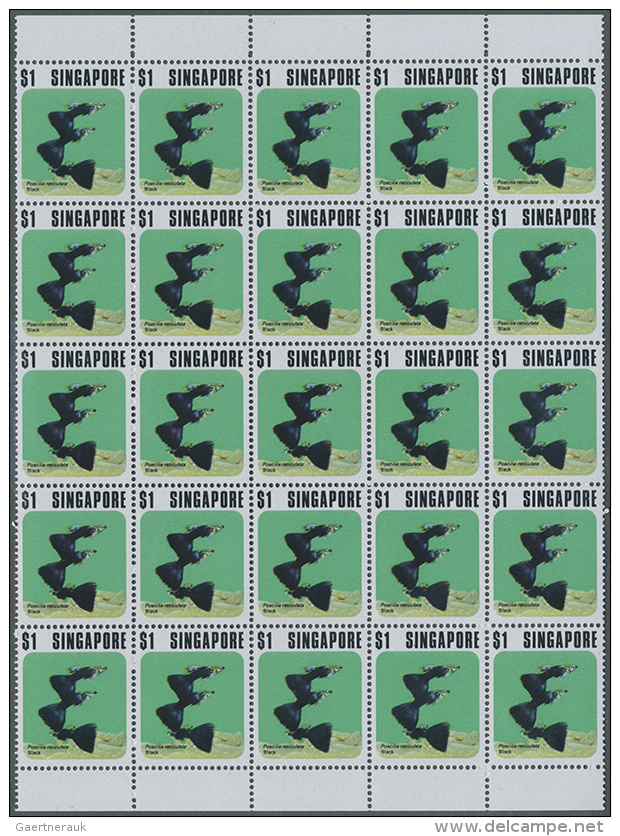 1974, Ornamental Fishes ('Guppys') In 267 Complete Sets In Larger Blocks, Mint Never Hinged, Mi. 209/12, &euro;... - Singapour (1959-...)