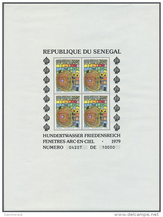 1979, Hundertwasser Mini Sheets, Shortened To 18:24 Cm, Unmounted Mint, Slightly Wavy. (D) - Senegal (1960-...)
