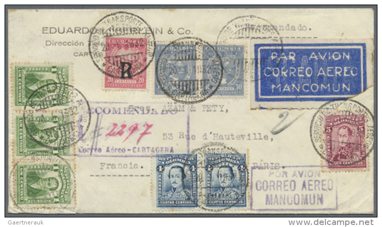1924/1932 (ca.), Accumulation With 15 Covers Incl. Different And Unusual Frankings, Registered Mail, Red Postmarks... - Colombie