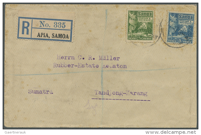 1914/1943 (ca.), Accumulation With 10 Covers And Picture Postcards Incl. Interesting Usages, Rates And Frankings,... - Samoa