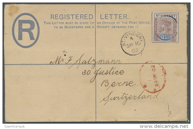 1817/1943 (ca.), Accumulation With Seven Covers And Postal Stationeries (+ One Single Stamp) Incl. Interesting... - St.Vincent (1979-...)