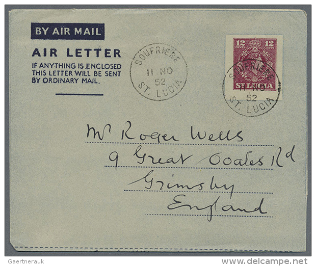 1946/1975 (ca.), AEROGRAMMES: Accumulation With About 150 Unused And Used/CTO Airletters And Aerogrammes With... - St.Lucia (1979-...)