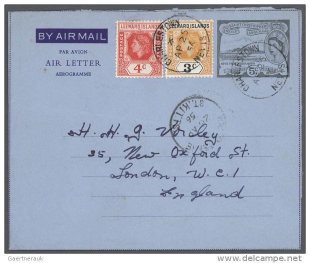 1955/1998 (ca.), Accumulation From St. Christopher To St. Kitts With About 270 Unused And Used/CTO Airletters And... - St.Kitts-et-Nevis ( 1983-...)